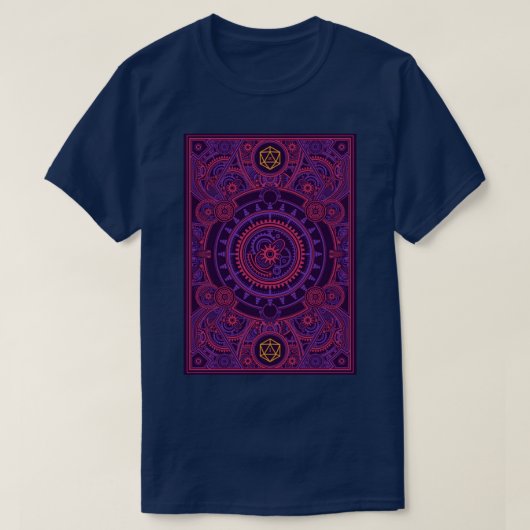 Synthwave Polyhedral D20 Würfel Steampunk T-Shirt (Design vorne)