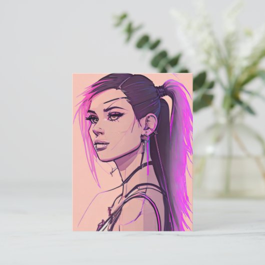 Synthwave-Punk Postcard Postkarte (Stehend Vorderseite)