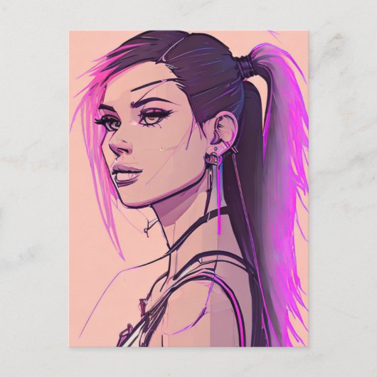 Synthwave-Punk Postcard Postkarte (Vorderseite)