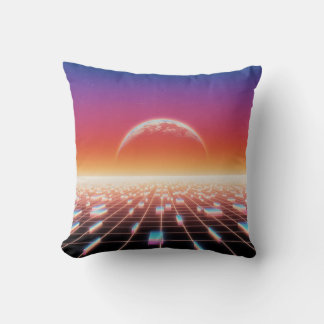 Synthwave-Retro-Futuristische Landschaft Kissen