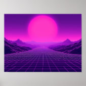 Synthwave Retrowave Landscape Cyberpunk Vibe 80s Poster (Vorne)
