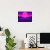 Synthwave Retrowave Landschaft Cyberpunk Stimmung  Poster (Heimbüro)