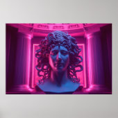 Synthwave Sirens: Vaporwave-Begegnung mit Medusa Poster (Vorne)