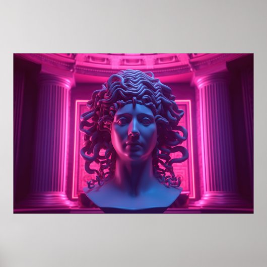 Synthwave Sirens: Vaporwave-Begegnung mit Medusa Poster (Vorne)