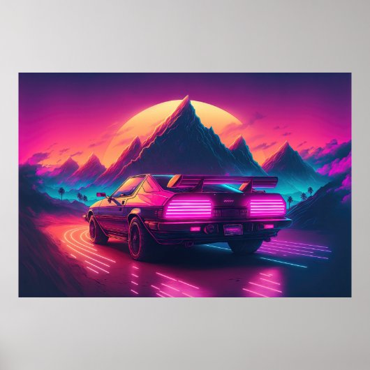 Synthwave Speedster: Synthesizer für die Sande Poster (Vorne)
