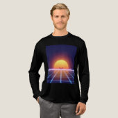 Synthwave Sunset Fox - Retro Futurismus Art Tri-Blend Shirt (Volle Vorderseite)