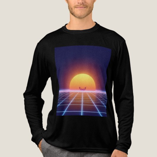Synthwave Sunset Fox - Retro Futurismus Art Tri-Blend Shirt (Vorderseite)