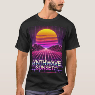 Synthwave Sunset Retro Futuristic Art Print - 80er T-Shirt