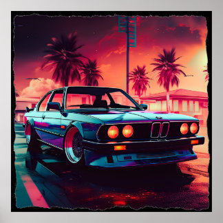 Synthwave-Trend - BMW Classics AI Generated Art 1 Poster