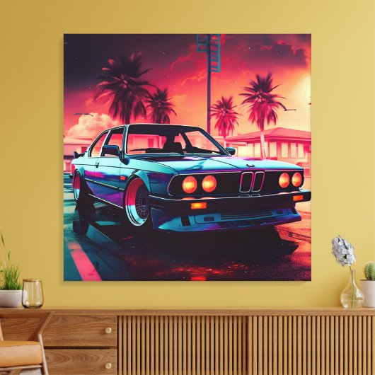 Synthwave-Trend - BMW Classics AI Generated Art - Leinwanddruck (Insitu (Wohnzimmer))