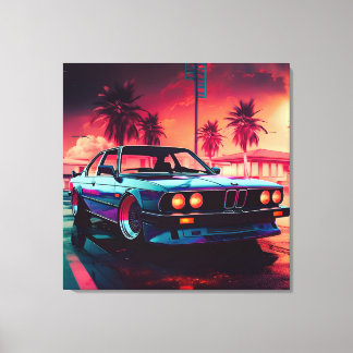 Synthwave-Trend - BMW Classics AI Generated Art - Leinwanddruck