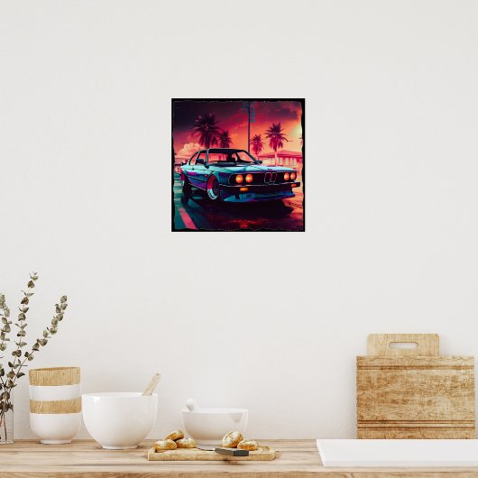 Synthwave-Trend - BMW Classics AI Generated Art - Poster (Küche)