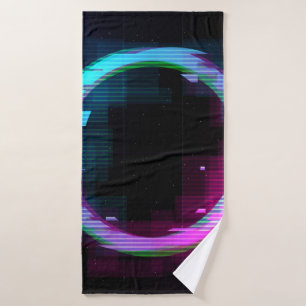 Synthwave Vaporwave Retrowave Glitch Circle mit b Badehandtuch