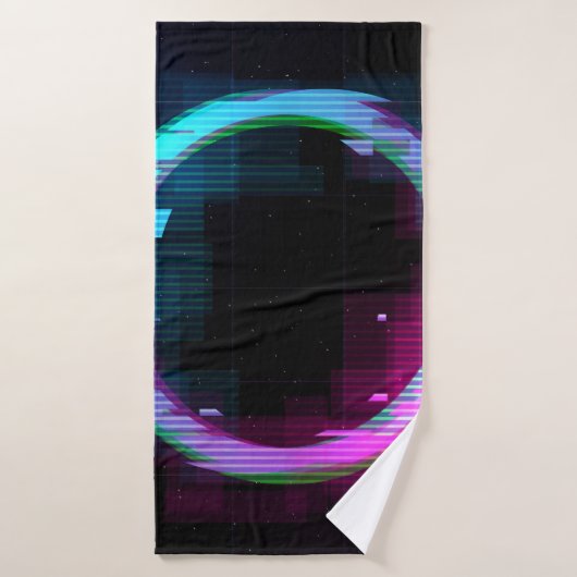 Synthwave Vaporwave Retrowave Glitch Circle mit b Badehandtuch (Badehandtuch)