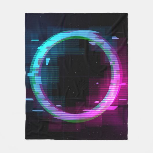 Synthwave Vaporwave Retrowave Glitch Circle mit b Fleecedecke (Vorderseite)