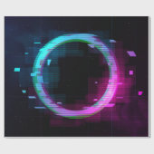 Synthwave Vaporwave Retrowave Glitch Circle mit b Geschenkpapier (Flach)