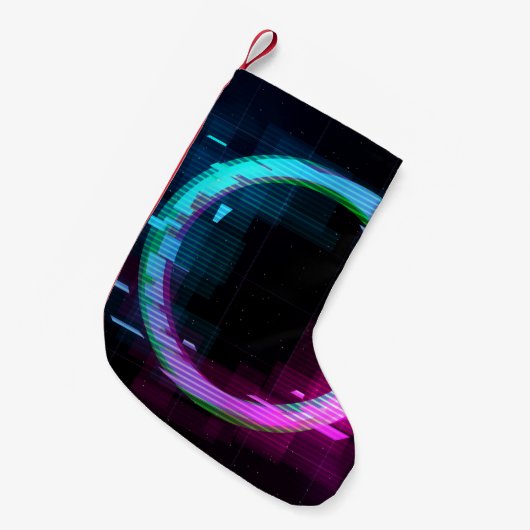 Synthwave Vaporwave Retrowave Glitch Circle mit b Kleiner Weihnachtsstrumpf (Vorderansicht (hängend))