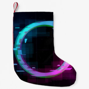 Synthwave Vaporwave Retrowave Glitch Circle mit b Kleiner Weihnachtsstrumpf