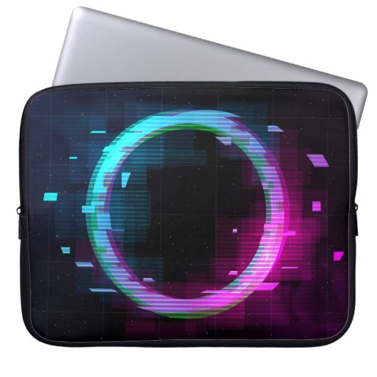 Synthwave Vaporwave Retrowave Glitch Circle mit b Laptopschutzhülle (Vorderseite)