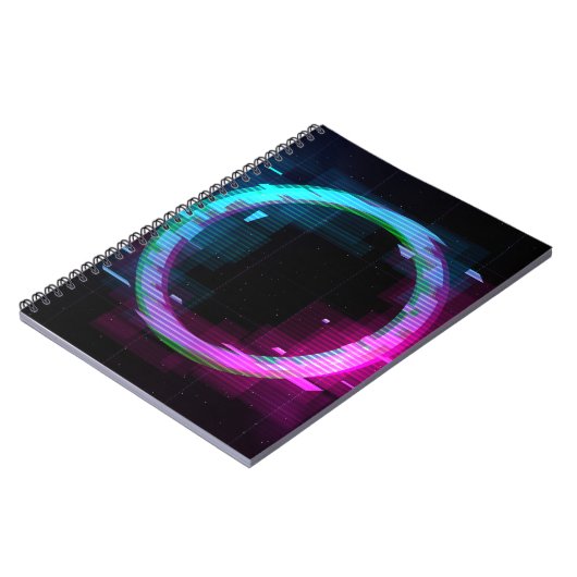 Synthwave Vaporwave Retrowave Glitch Circle mit b Notizblock (Linke Seite)