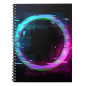 Synthwave Vaporwave Retrowave Glitch Circle mit b Notizblock (Vorderseite)