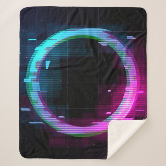 Synthwave Vaporwave Retrowave Glitch Circle mit b Sherpadecke (Vorderseite)