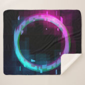 Synthwave Vaporwave Retrowave Glitch Circle mit b Sherpadecke (Vorderseite (Horizontal))
