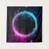 Synthwave Vaporwave Retrowave Glitch Circle with b Wandteppich (Vorderseite (Horizontal))