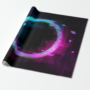 Synthwave Vaporwave Retrowave Glitch-Kreis mit b Geschenkpapier