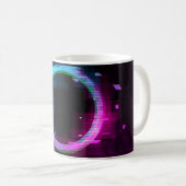 Synthwave Vaporwave Retrowave Glitch-Kreis mit b Kaffeetasse (VorderseiteRechts)