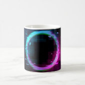 Synthwave Vaporwave Retrowave Glitch-Kreis mit b Kaffeetasse (Mittel)