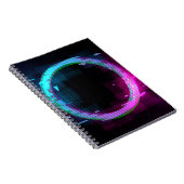 Synthwave Vaporwave Retrowave Glitch-Kreis mit b Notizblock (Rechte Seite)