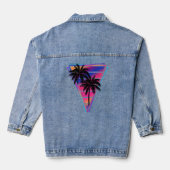 Synthwave Vaporwave Triangle Palm Trees Gradient Jeansjacke (Rückseite)