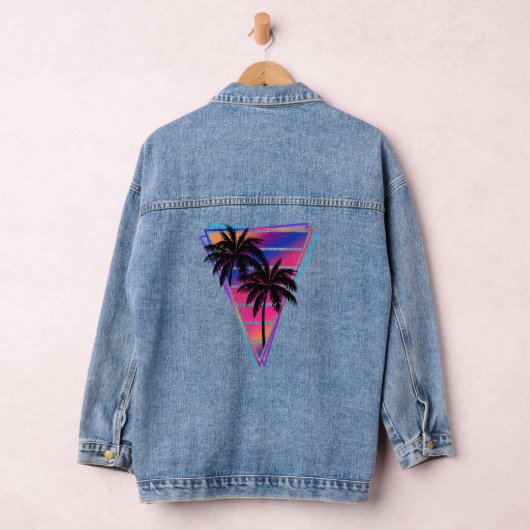 Synthwave Vaporwave Triangle Palm Trees Gradient Jeansjacke (Hangar)