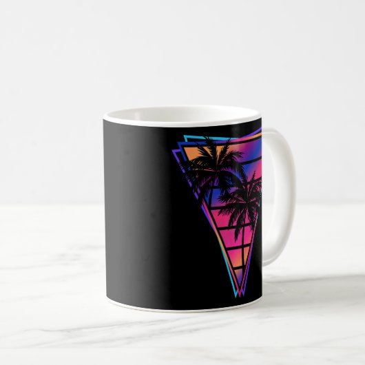 Synthwave Vaporwave Triangle Palm Trees Gradient Kaffeetasse (VorderseiteRechts)