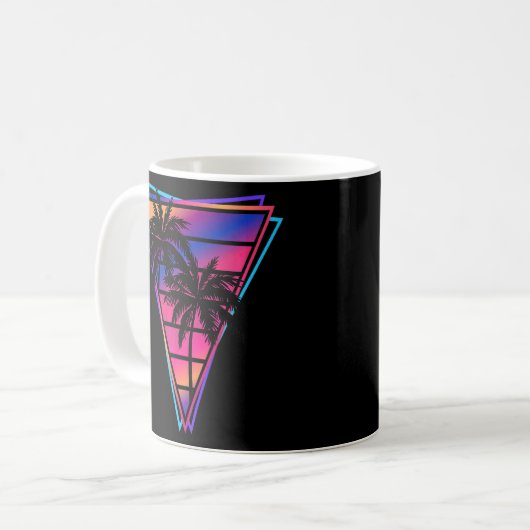 Synthwave Vaporwave Triangle Palm Trees Gradient Kaffeetasse (Vorderseite Links)