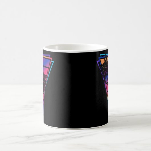 Synthwave Vaporwave Triangle Palm Trees Gradient Kaffeetasse (Mittel)