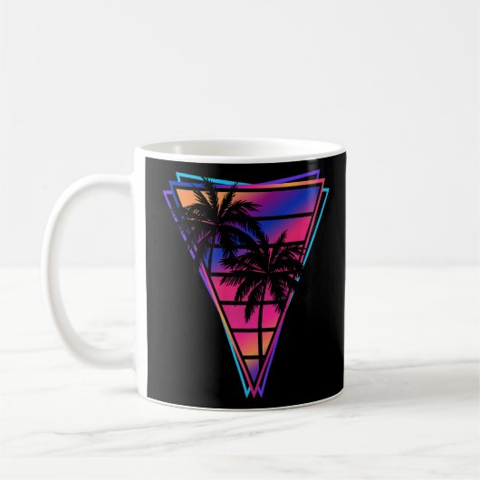 Synthwave Vaporwave Triangle Palm Trees Gradient Kaffeetasse (Links)