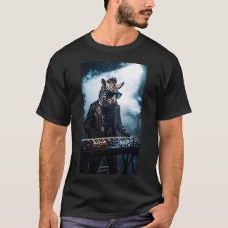 Synthwave-Zebra-Keyboarder-T-Shirt T-Shirt