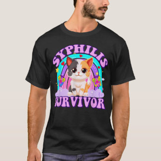 Syphilis-Überlebender Lustige Katze Sarkastisch Y2 T-Shirt