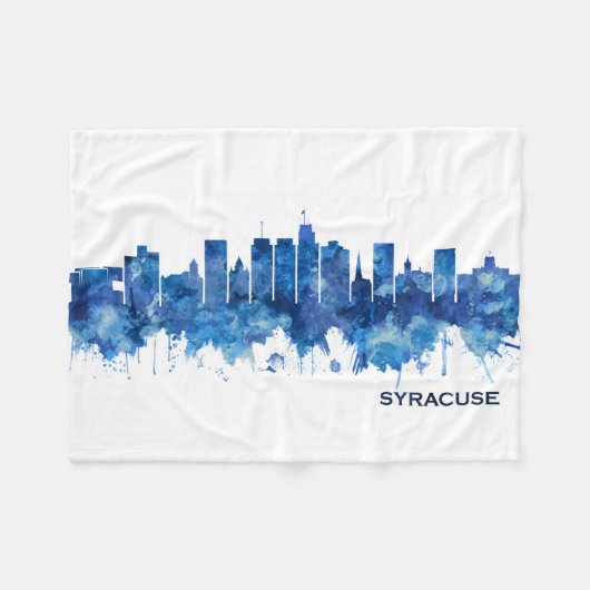 Syracuse New York Skyline Blue Fleecedecke (Vorderseite (Horizontal))