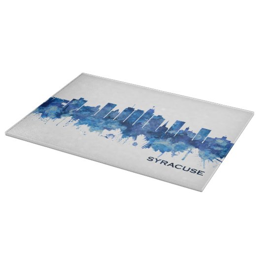 Syracuse New York Skyline Blue Schneidebrett (Ecke)