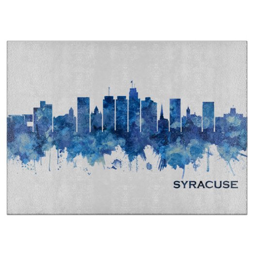 Syracuse New York Skyline Blue Schneidebrett (Vorderseite)