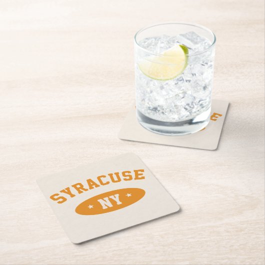 Syracuse, NY Retro Athletic-Style Paper Coasters Rechteckiger Pappuntersetzer (Vor Ort)