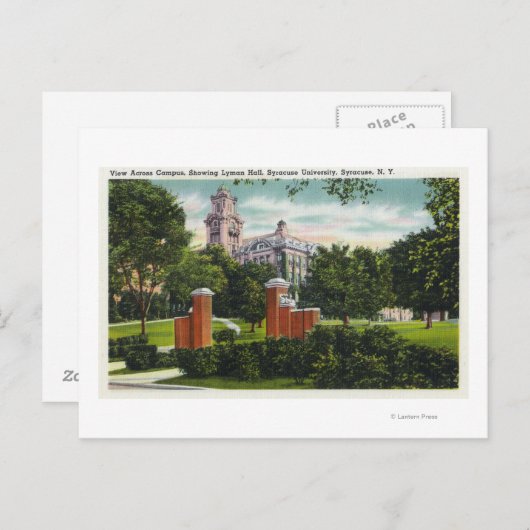 Syracuse U Campus View zeigt Lyman Hall Postkarte (Vorne/Hinten)