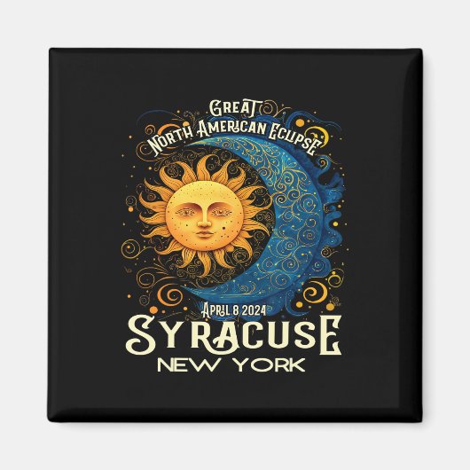 Syrakus New York 2024 Total Solar Eclipse Celesti Magnet (Vorne)