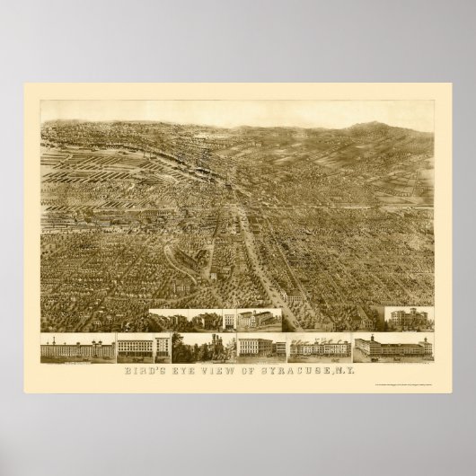 Syrakus, NY Panoramic Map - 1868 Poster (Vorne)