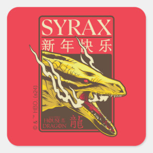 Syrax neues Jahr 新 年 快 乐 Quadratischer Aufkleber