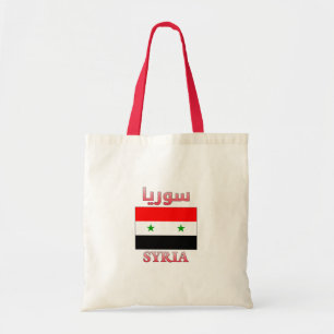 Syria Flag س و ر ا Arabic & English WordArt Tragetasche
