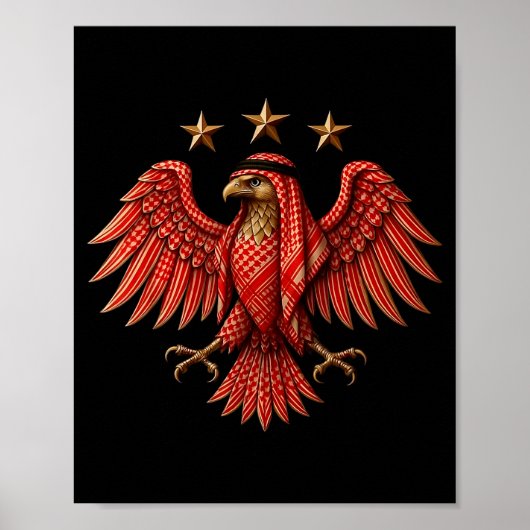 Syria Red Traditional Syrian Keffiyeh Eagle Poster (Vorne)